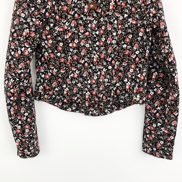 Anthro Hei Hei Tinsley Boho Long Sleeve Zippered Bomber Floral Jacket Sz 8 - Picture 8 of 8